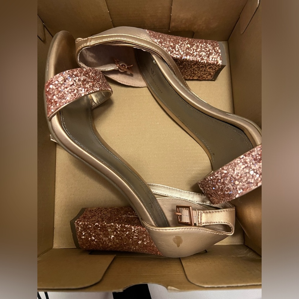 Rose Gold Glitter Block heels!